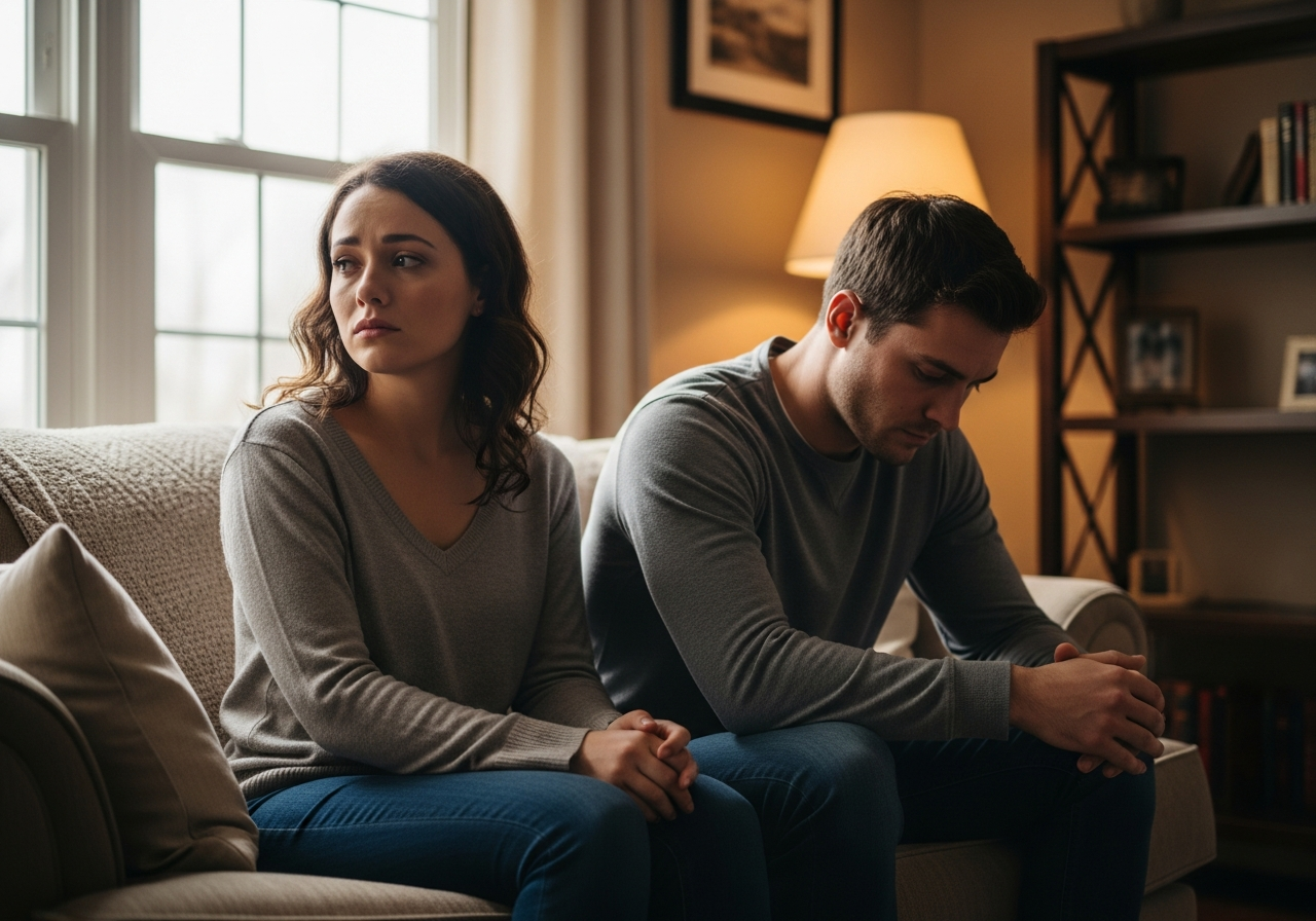 Couple experiencing emotional distance, representing repeating relationship patterns