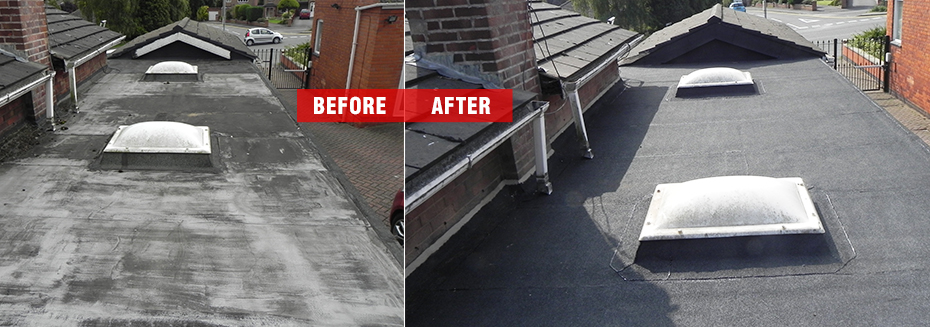 Roof repair before and after