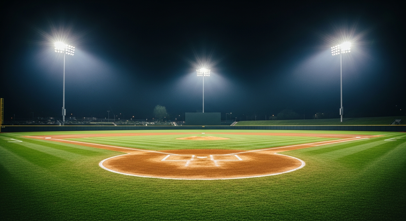 Baseball field at night