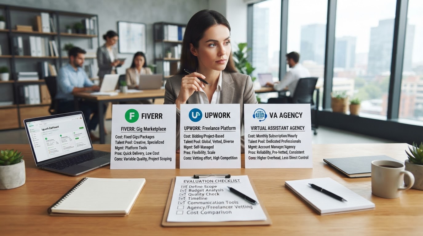 Upwork vs Fiverr vs a Dedicated VA Agency: Which Hiring Model Fits Your Business?