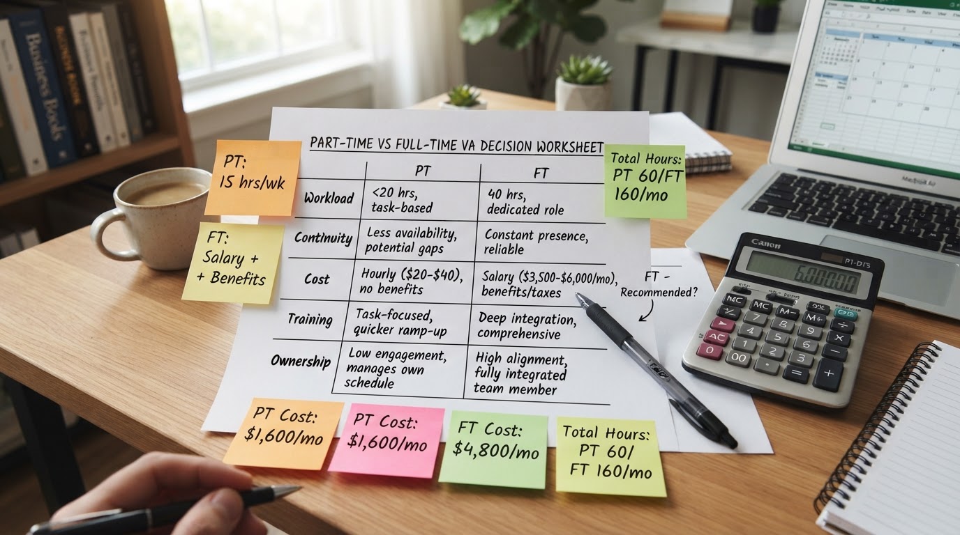Part-Time vs Full-Time Virtual Assistant: Which Should You Hire First?