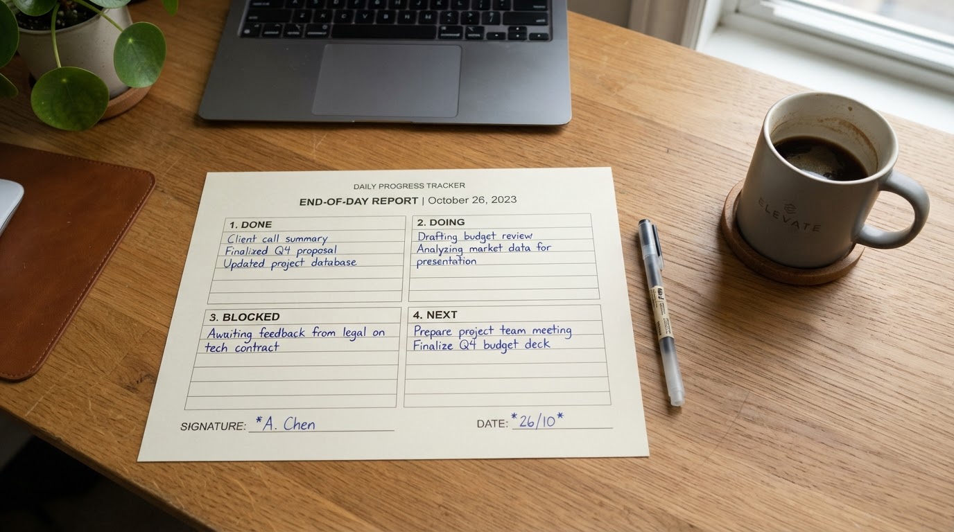 Virtual Assistant Daily End-of-Day Report Template: What to Include