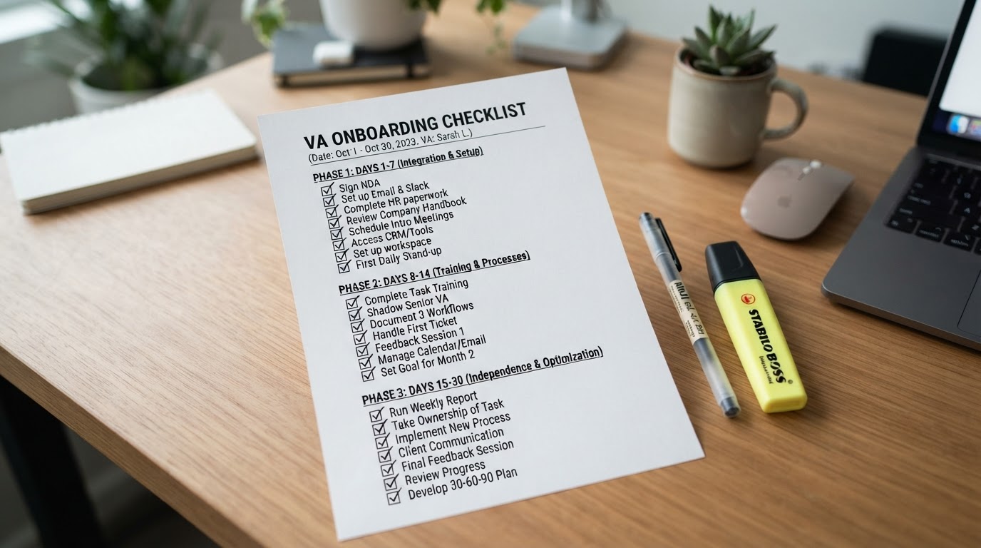 How to Onboard a Virtual Assistant: Step-by-Step 30-Day Plan