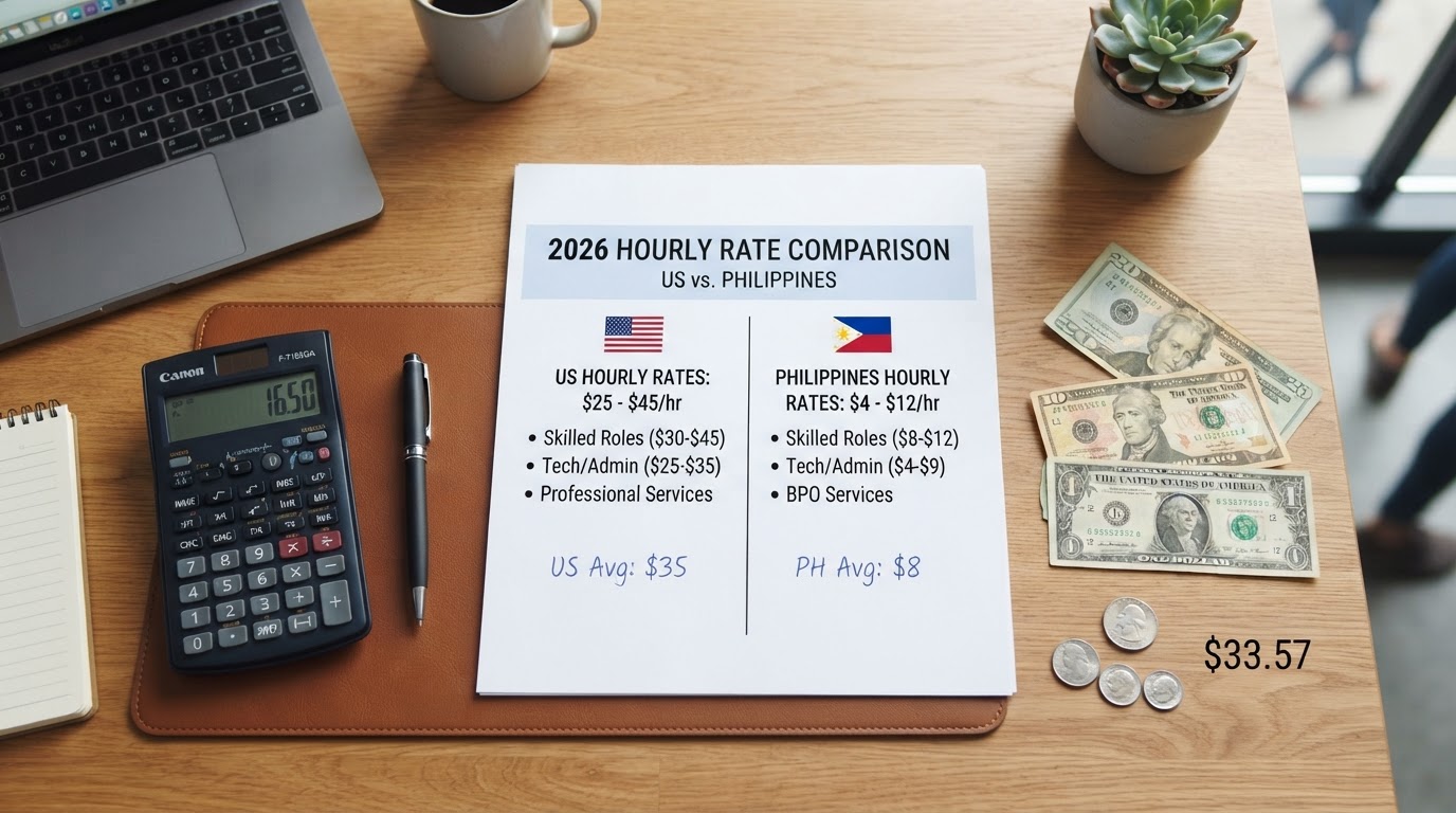 Virtual Assistant Cost Per Hour in the USA: 2026 Rates & Offshore Comparison