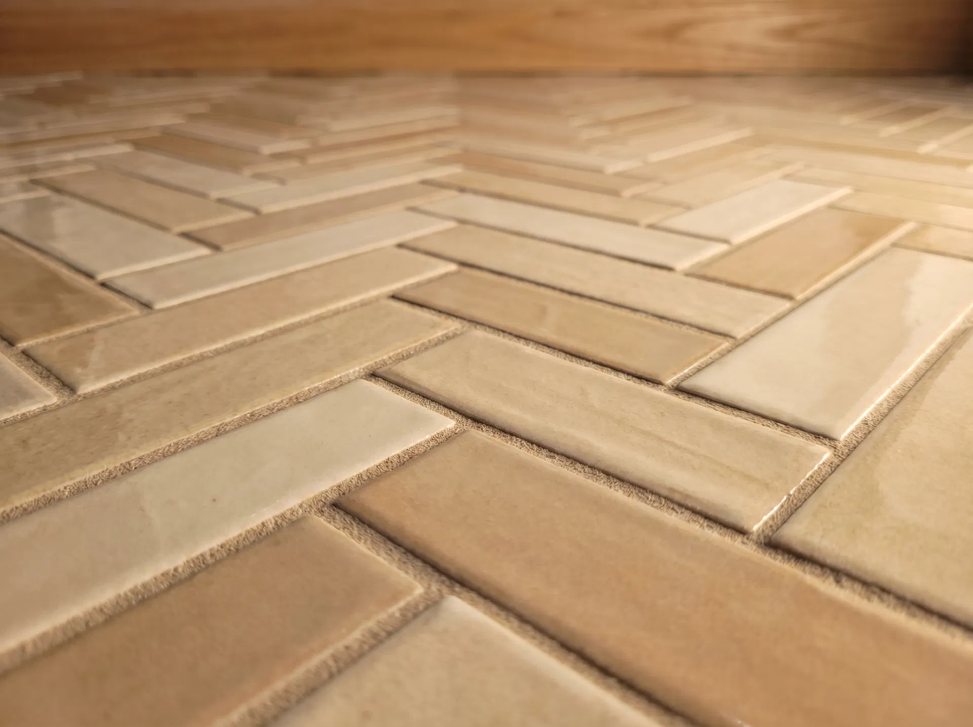 Herringbone tile floor detail