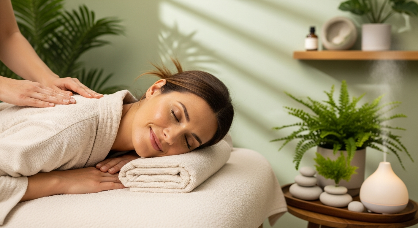 Relaxed mother enjoying wellness