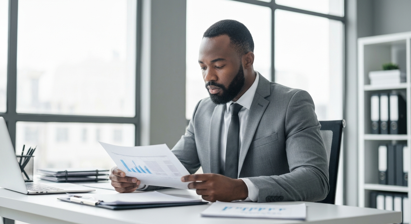Accountant working on financial reports
