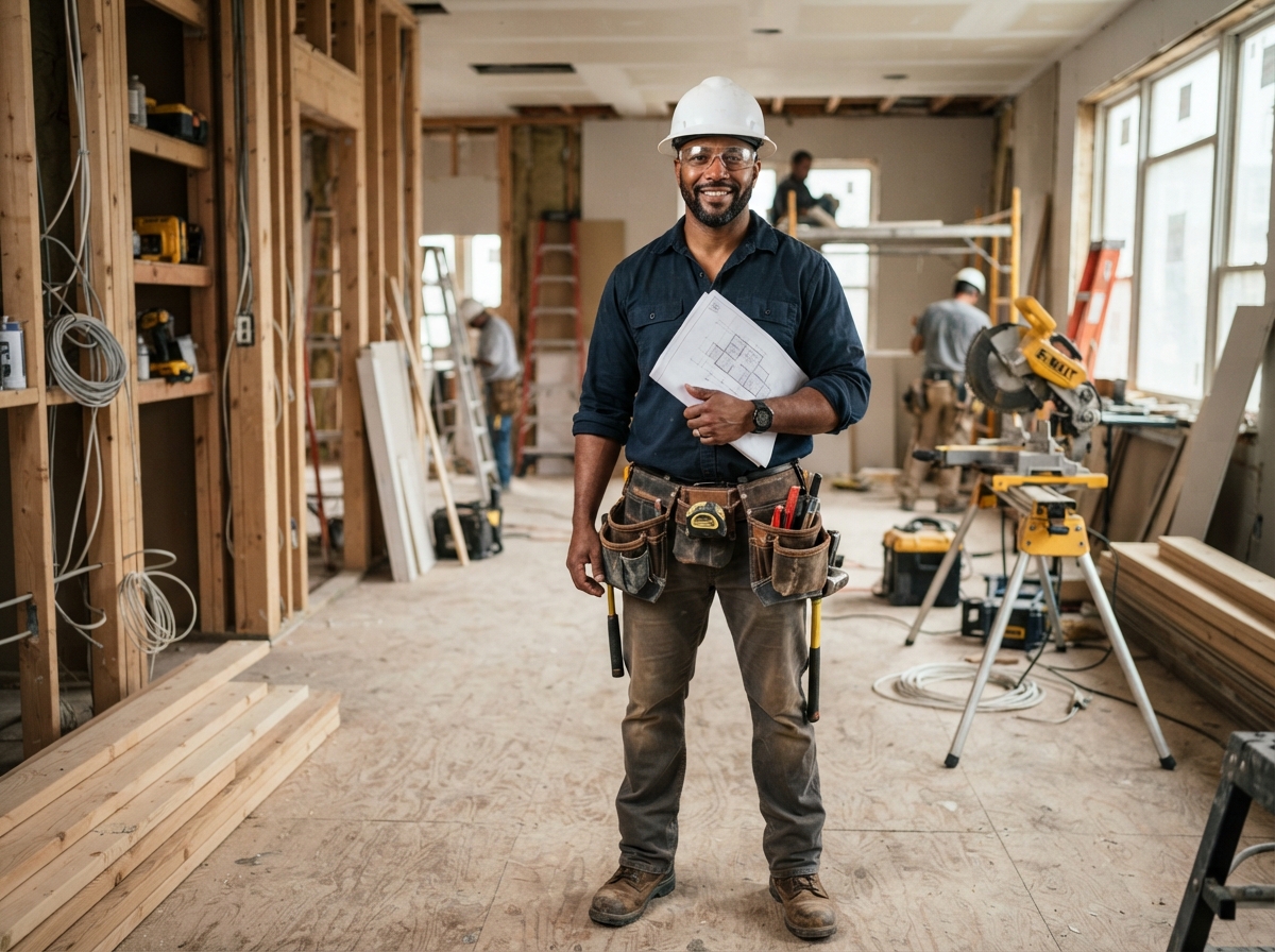 Contractor reviewing business growth opportunities