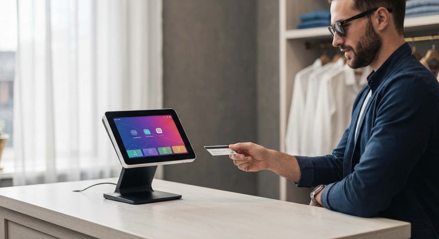 Modern point of sale terminal in a retail shop