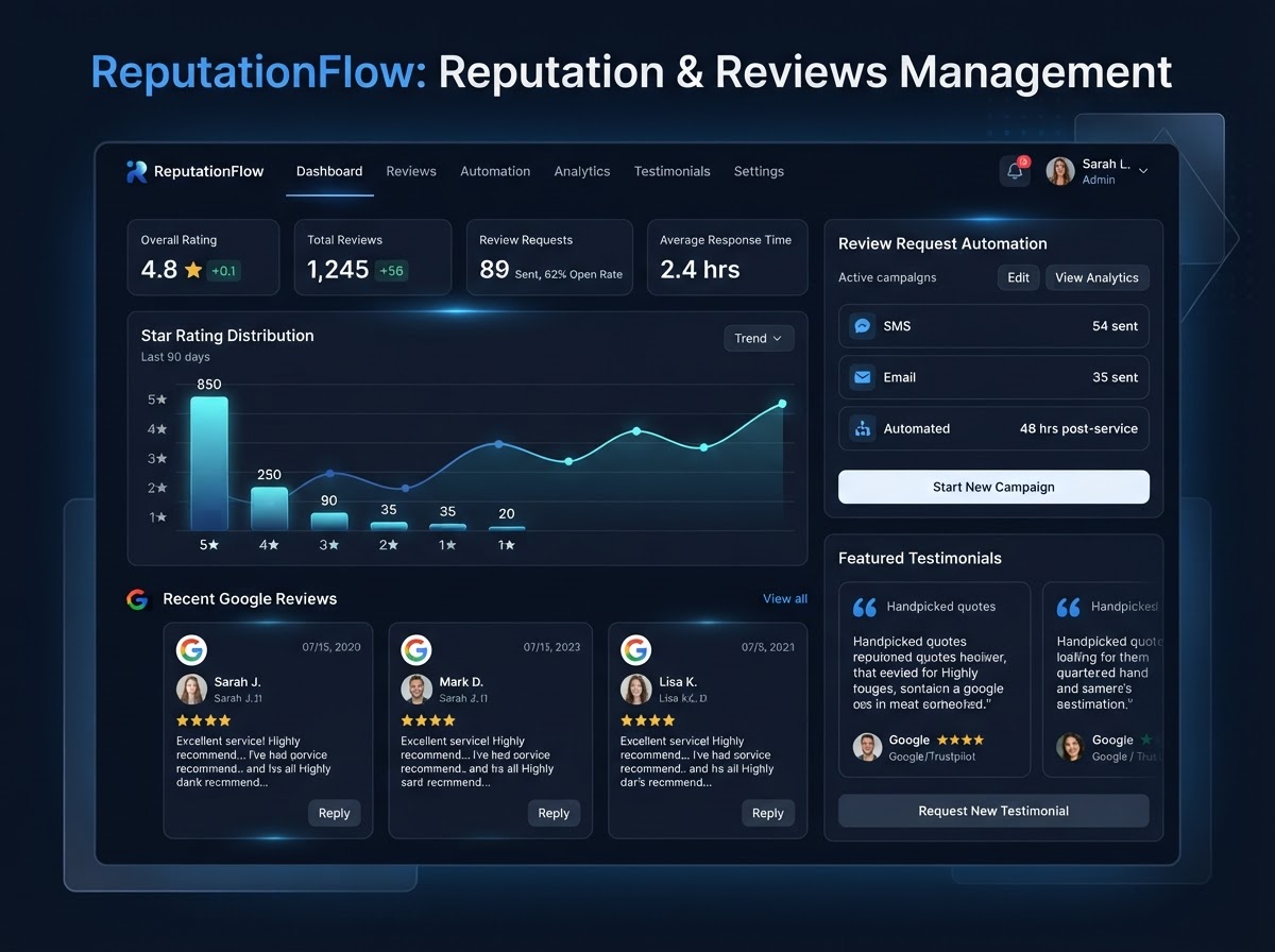 Online reputation and review management dashboard for small businesses