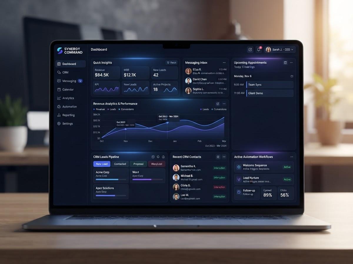 AI business automation platform and smart CRM dashboard visualization