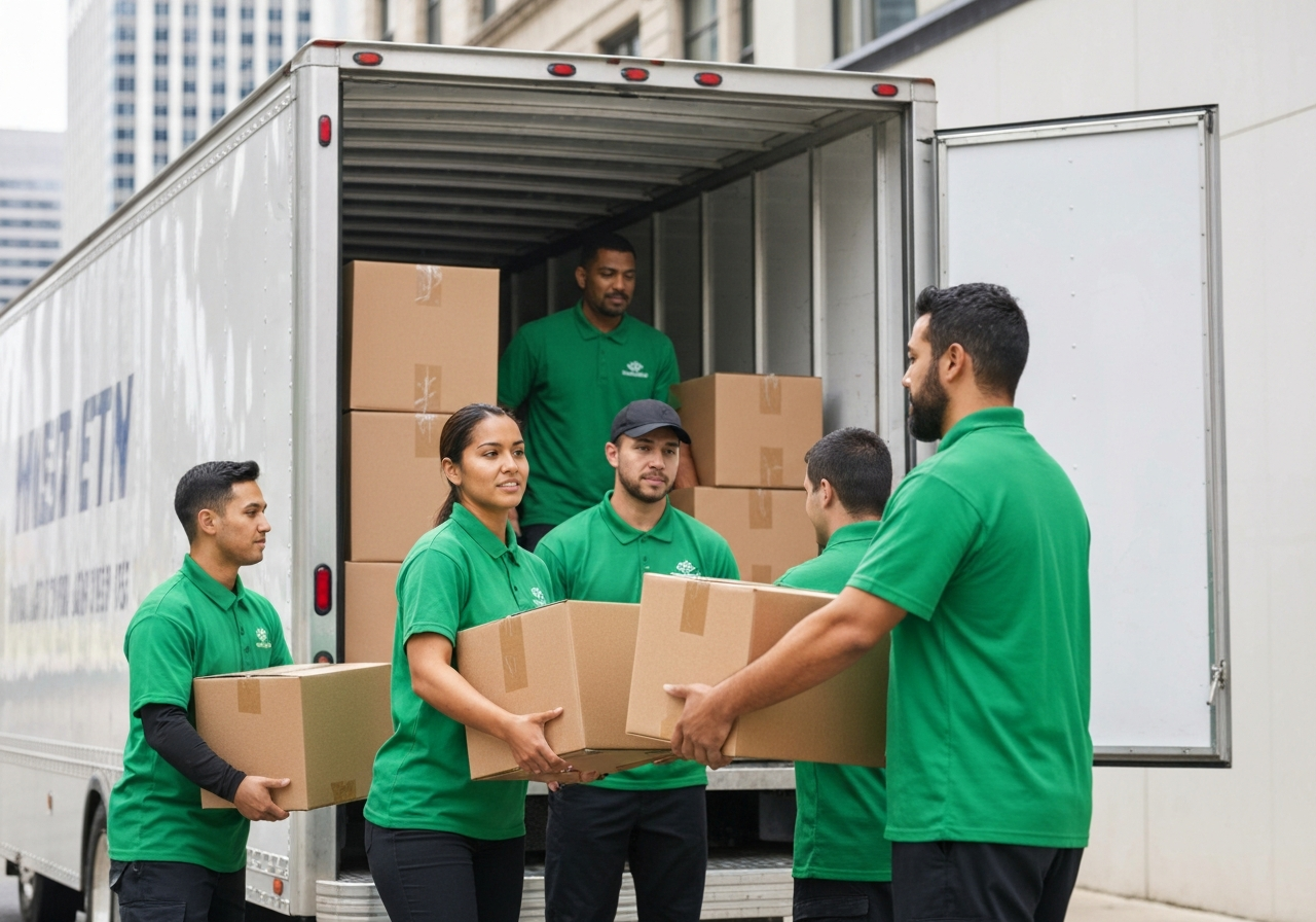 Professional movers loading a truck