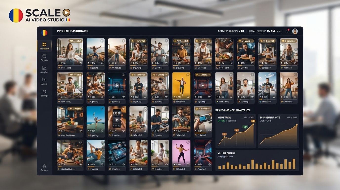 Producție video cu AI scalabilă pentru YouTube și TikTok