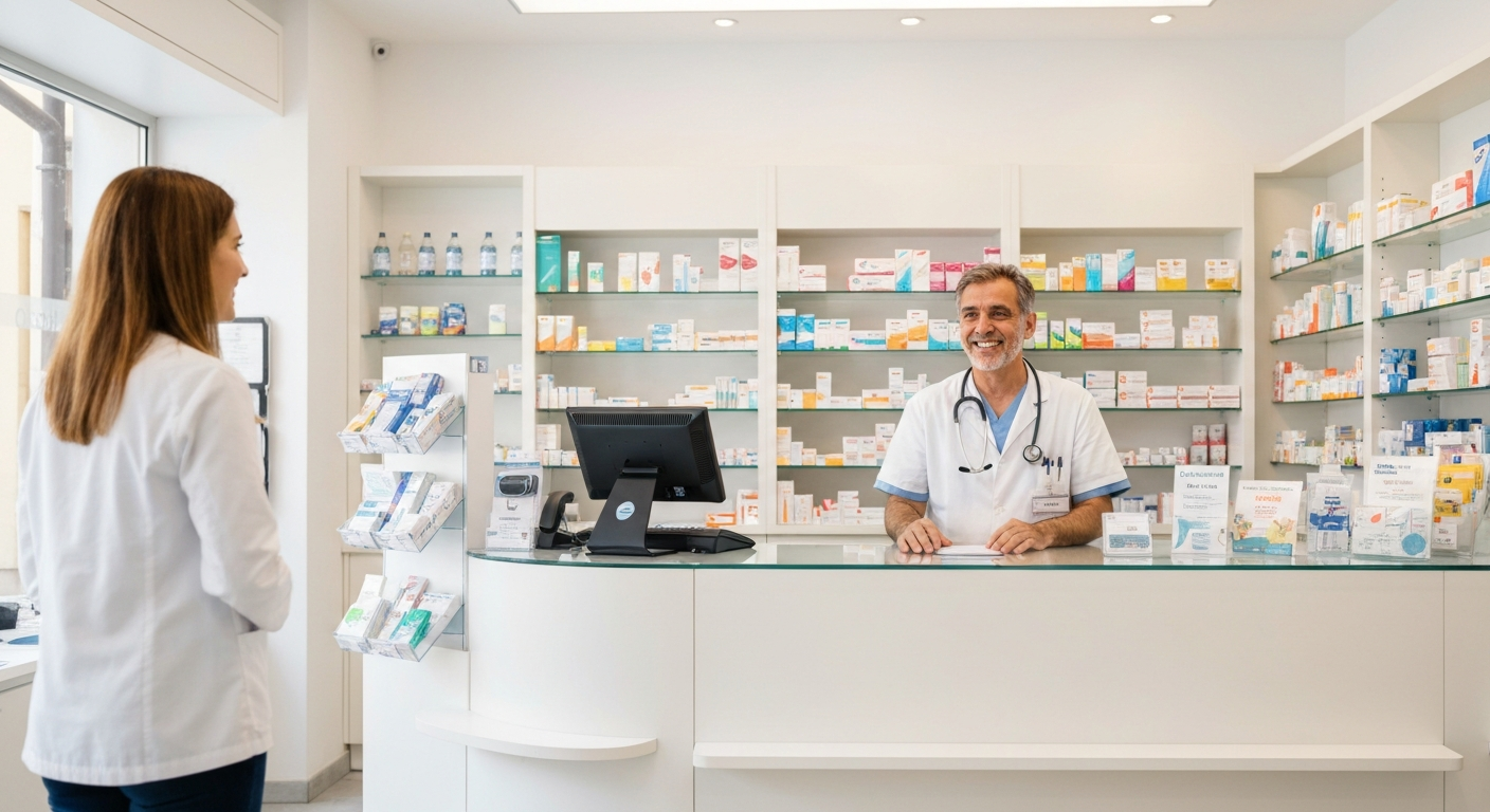 Farmacista che controlla l'agenda piena