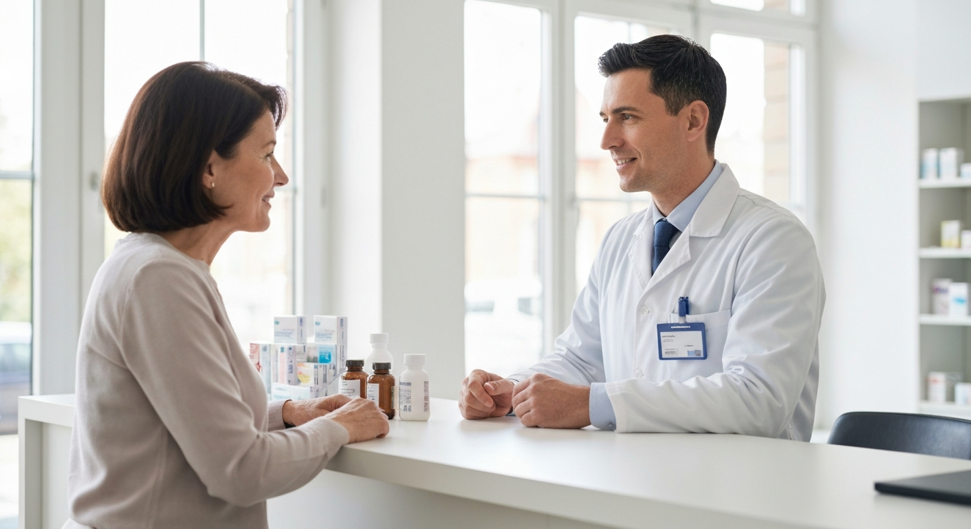 Farmacista che consiglia cliente