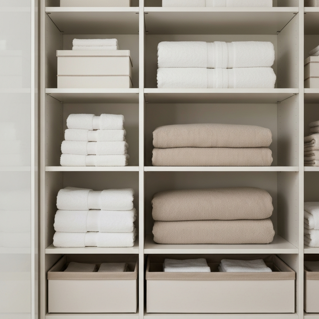 Organized linen closet