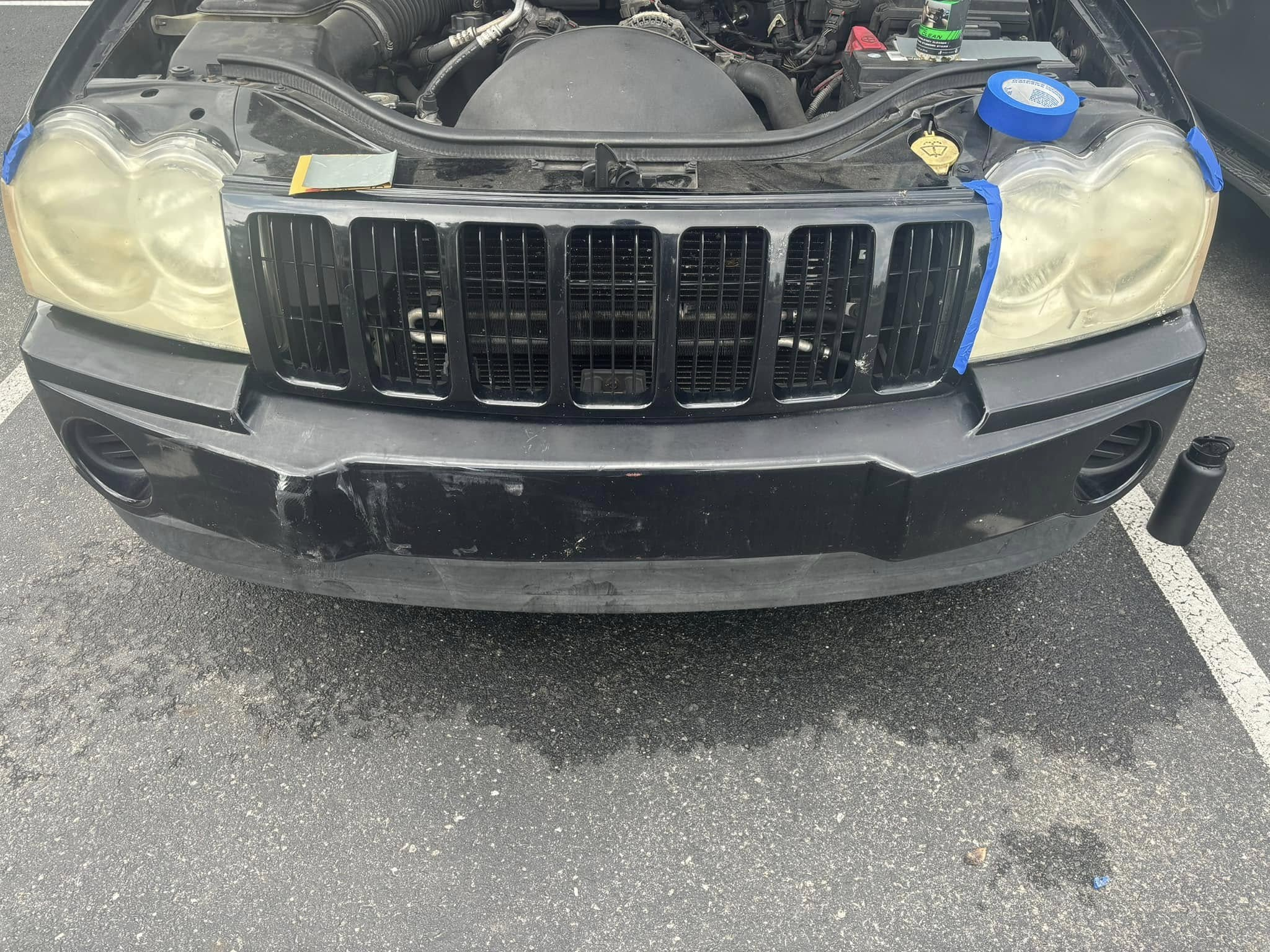 Yellowed headlights before restoration