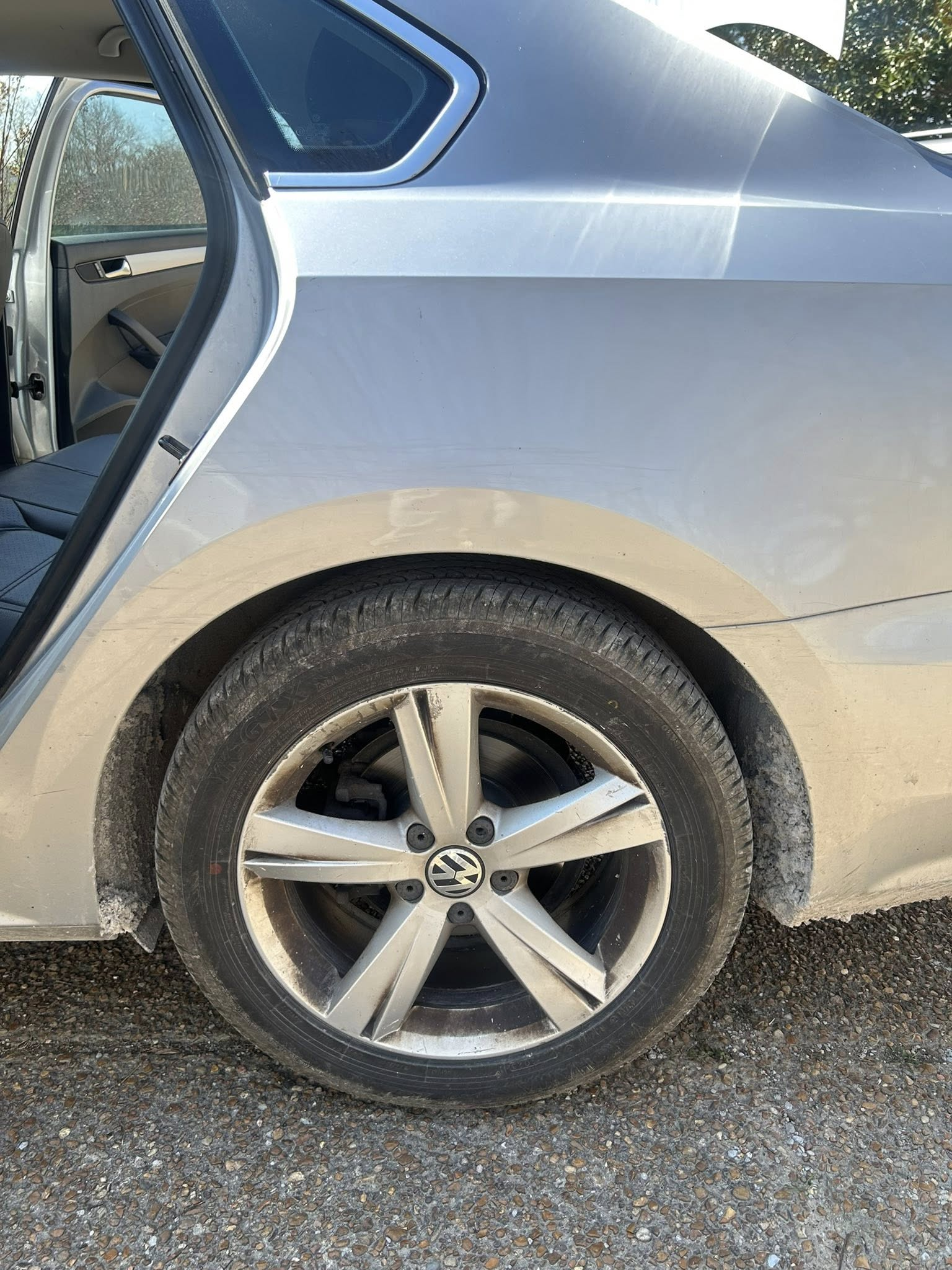 Wheel and lower body before mobile detailing