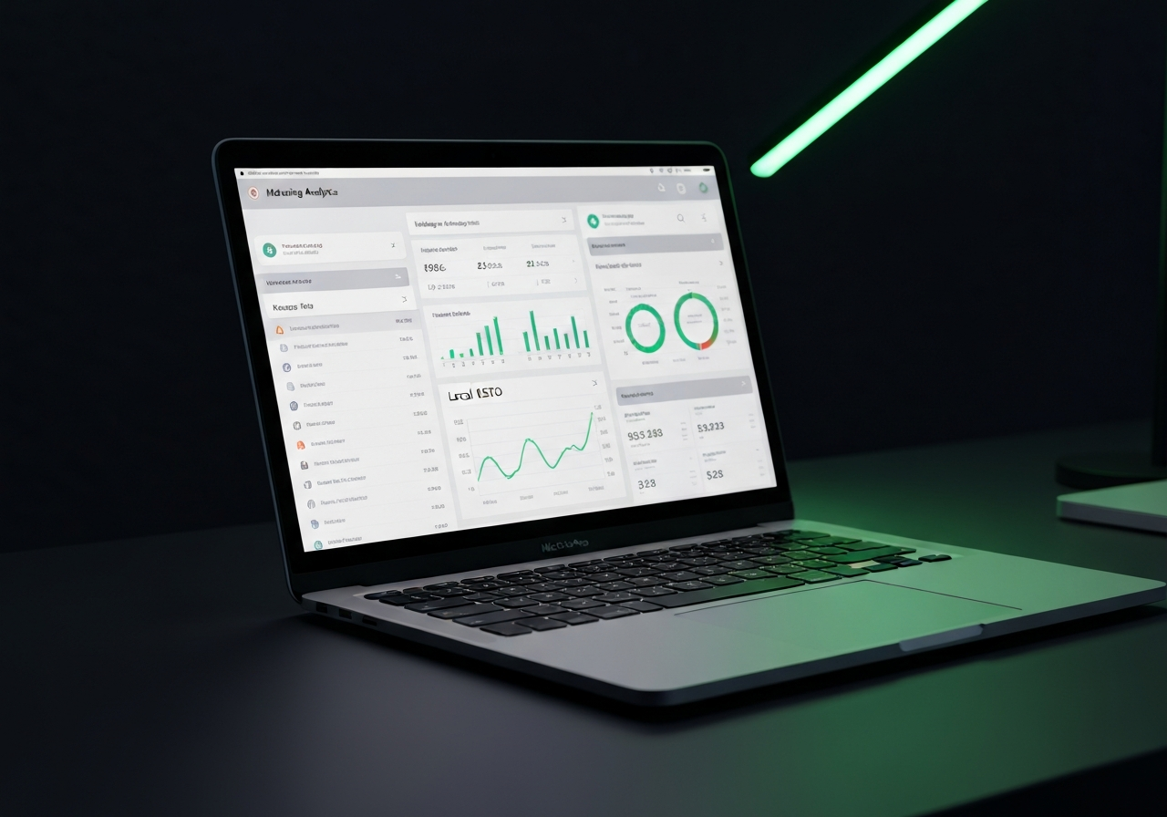 MacBook Pro displaying marketing analytics dashboard