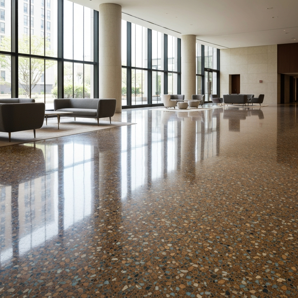 Restored terrazzo floor