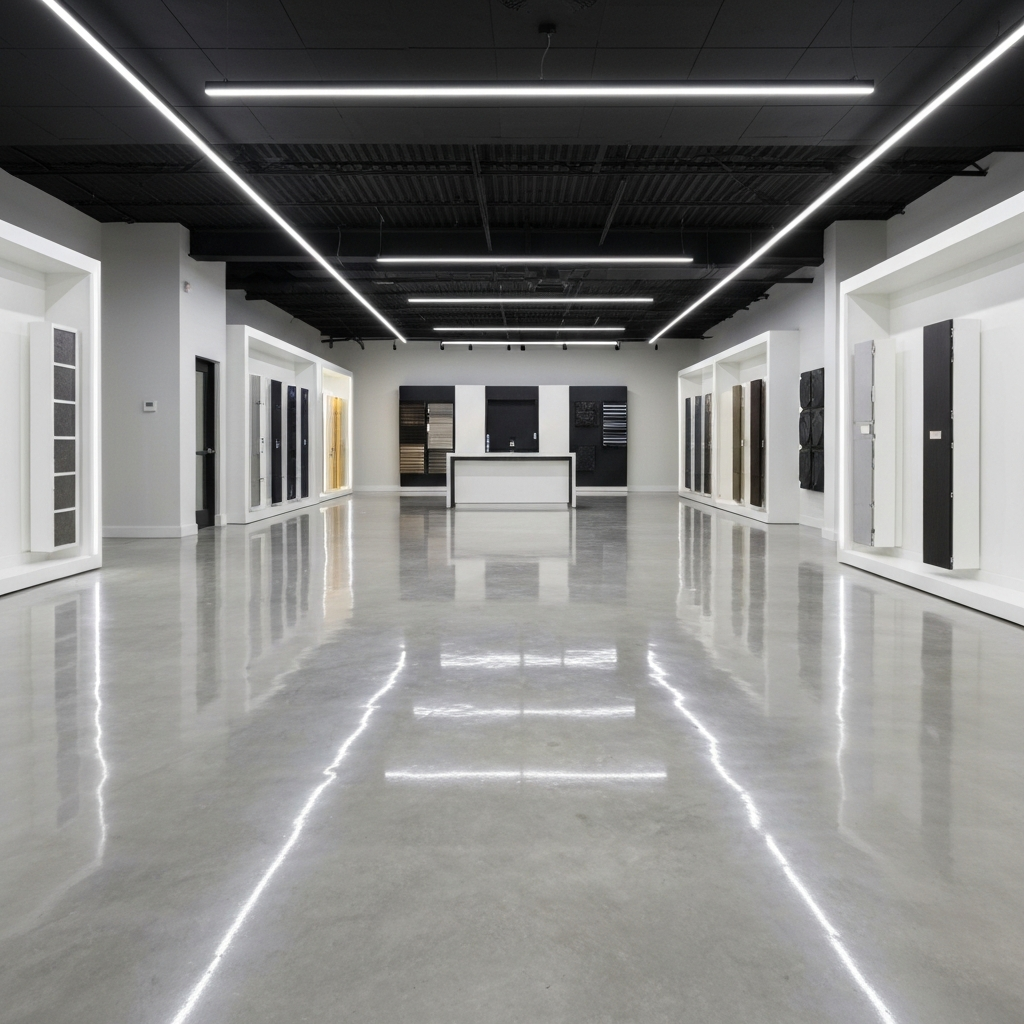 High gloss polished concrete floor