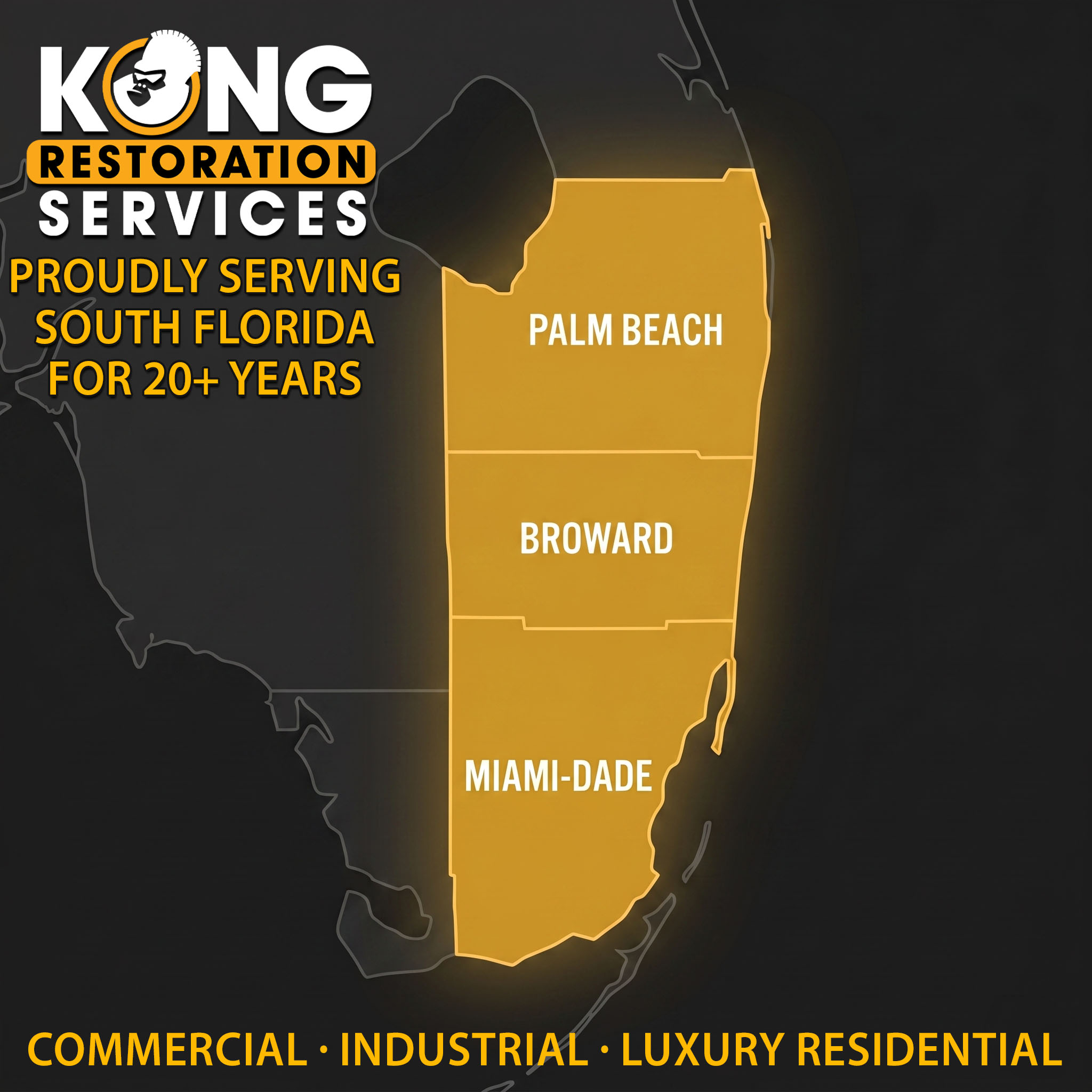 South Florida Service Area Map - Palm Beach, Broward, Miami-Dade
