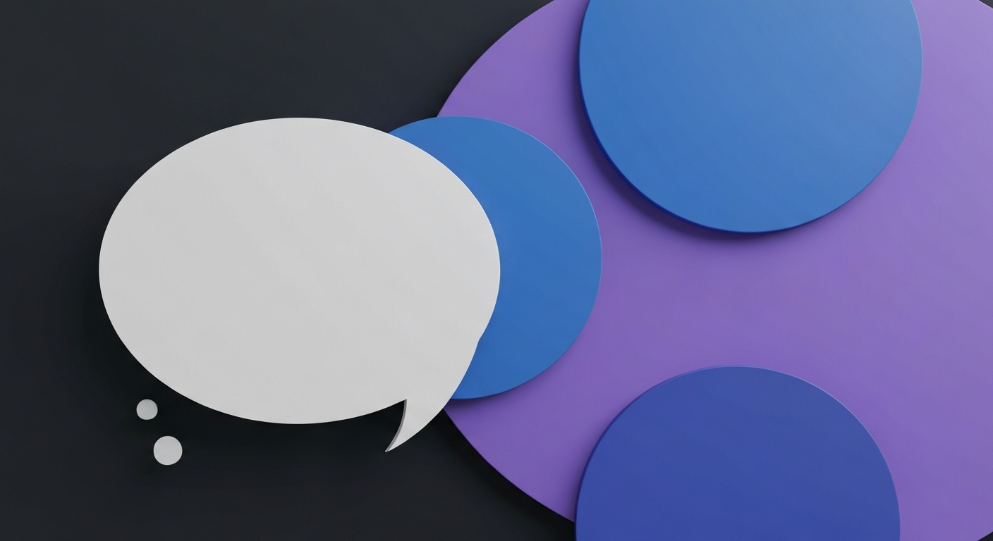 White speech bubble and blue answer mark