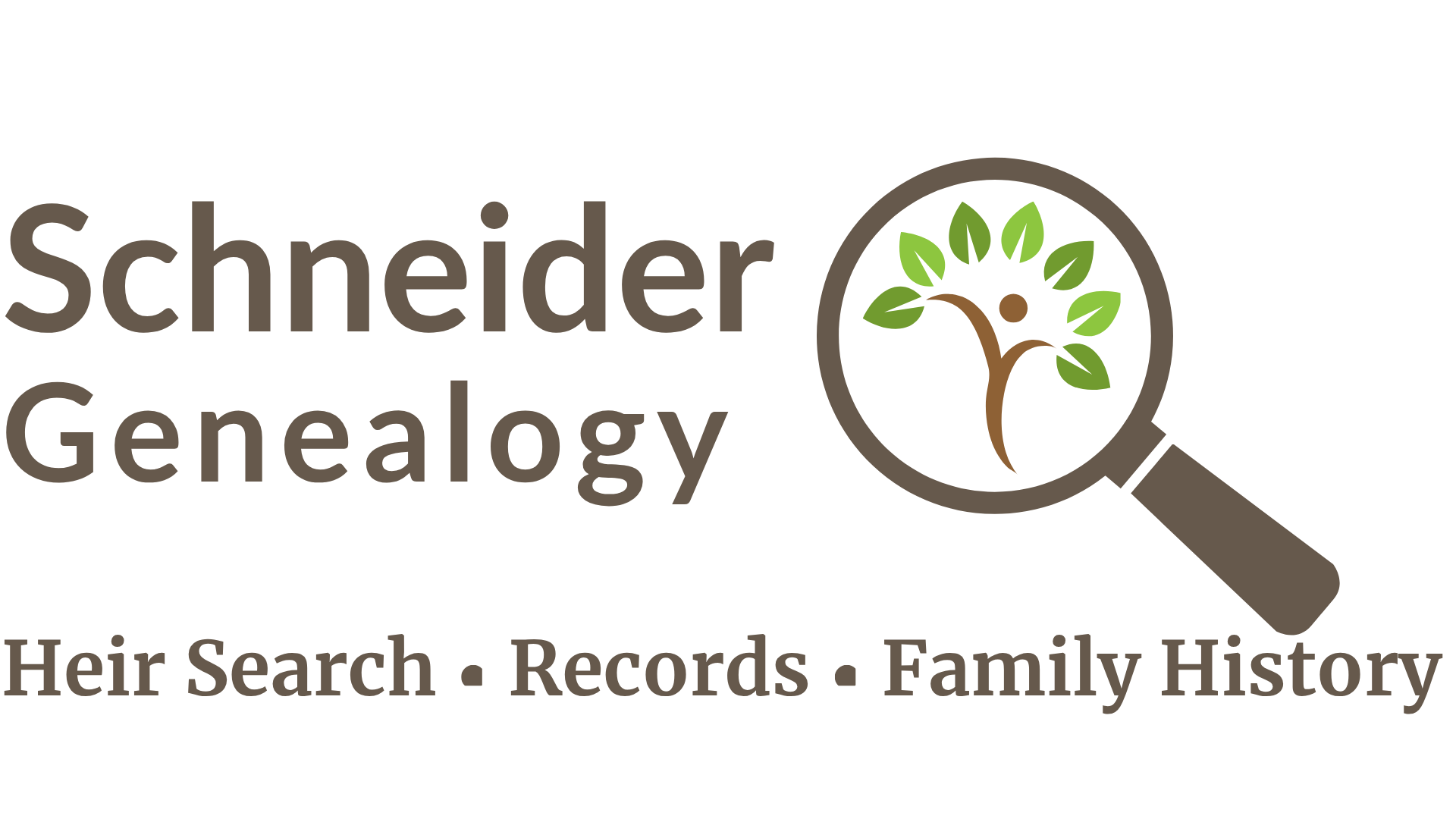 Website homepage for Schneider Genealogy, Professional genealogy research and services