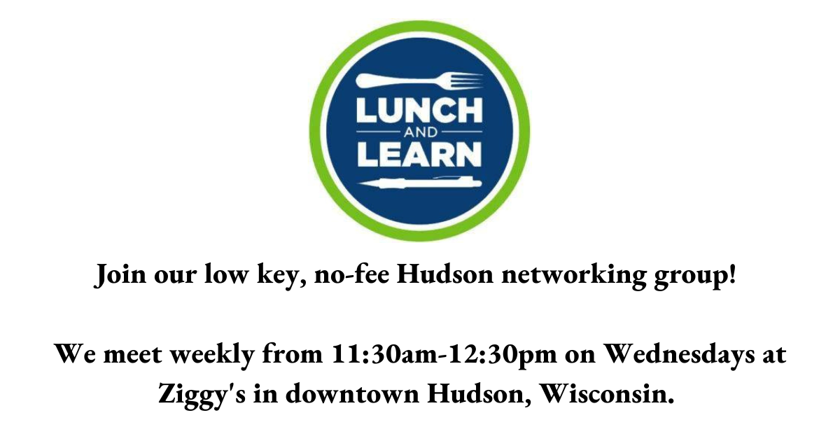 Website homepage for Lunch and Learn Networking Group, Professional networking and education events