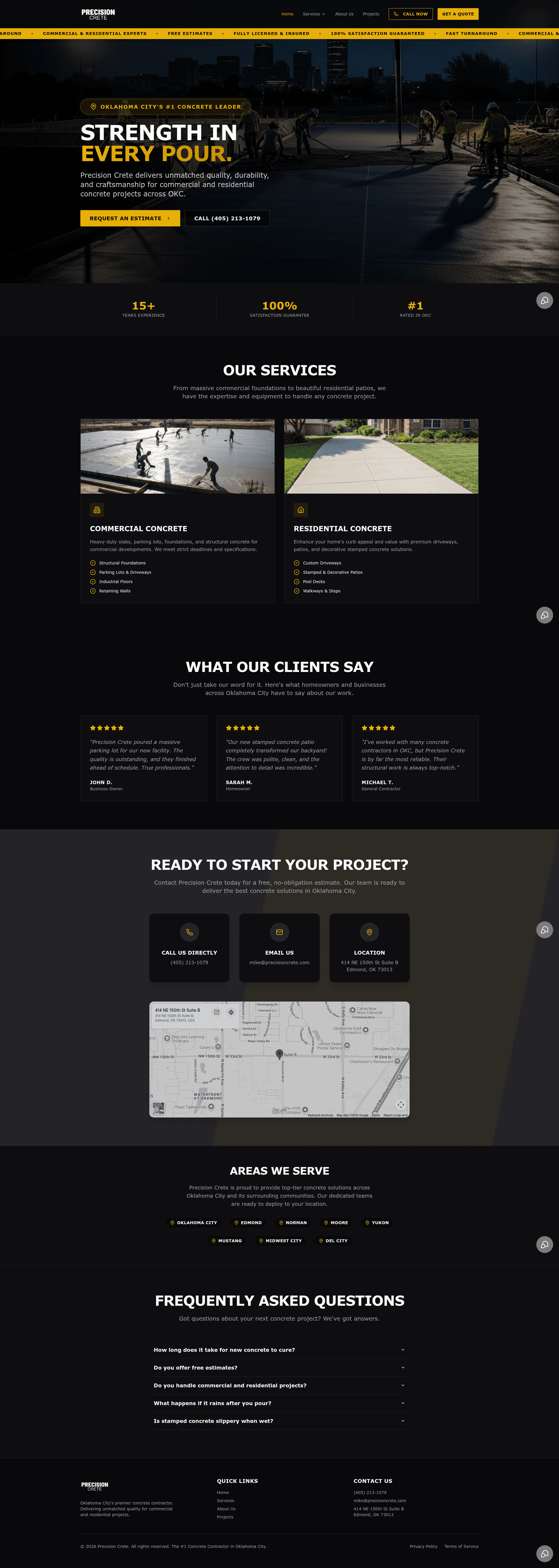 Precision Crete website