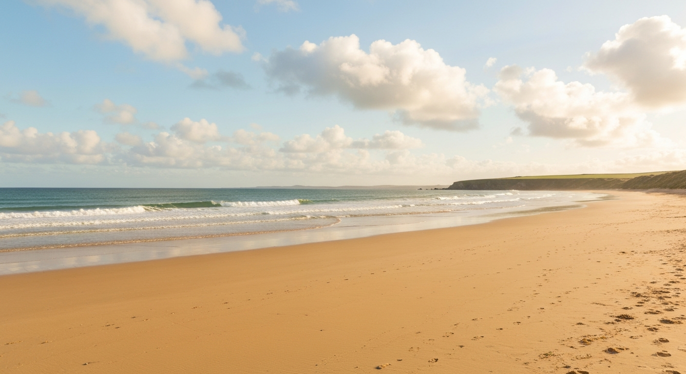 Serene beach in North Wales