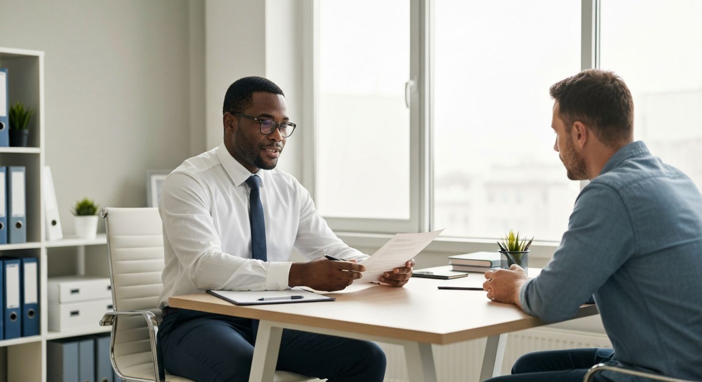 Professional bail bondsman explaining release documents clearly to a client in Columbia SC