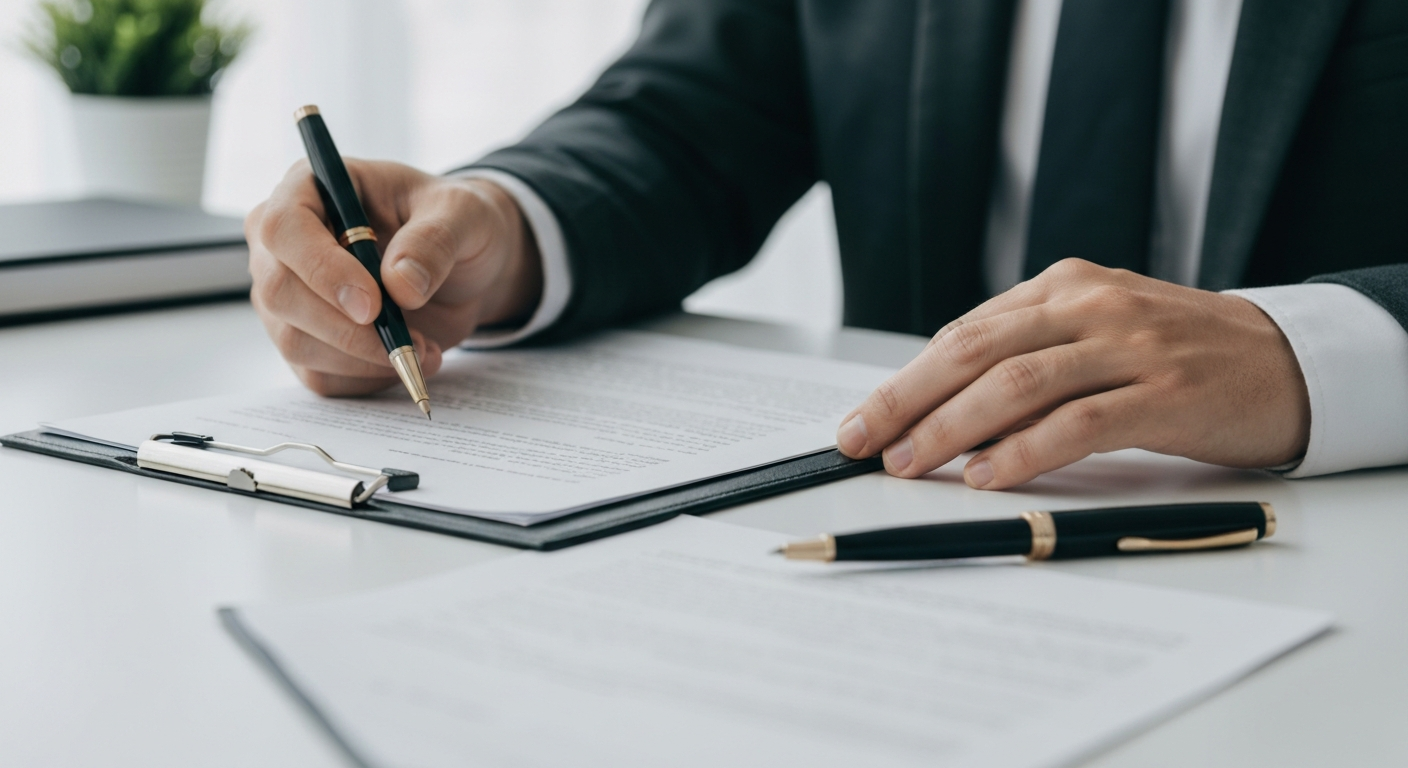 Professional reviewing legal documents