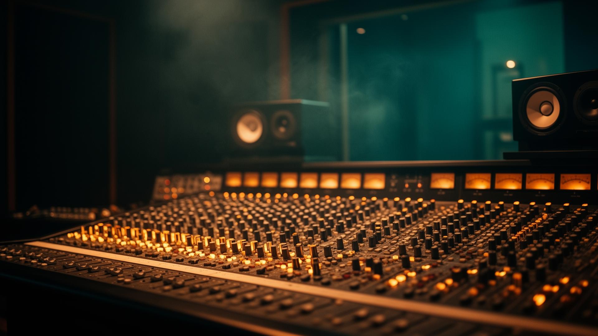 Analog mixing console in a professional studio
