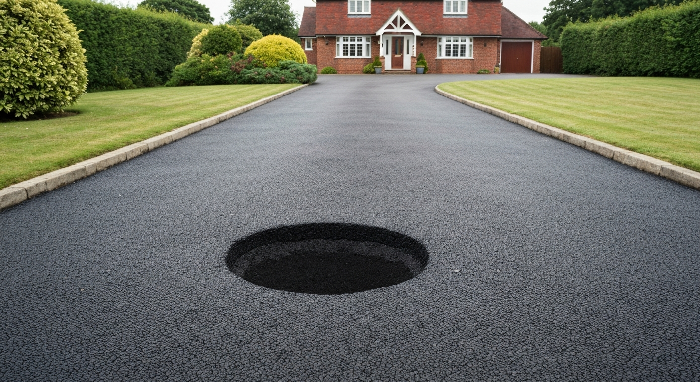 Pothole repair on a private driveway in Retford, Nottinghamshire — Paddway Roadworks