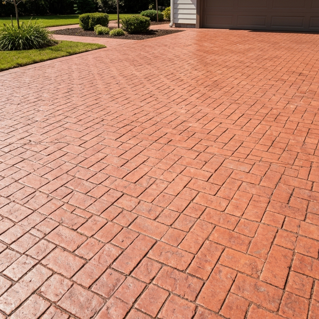 Brick pattern imprinted concrete driveway in Lincoln, Lincolnshire