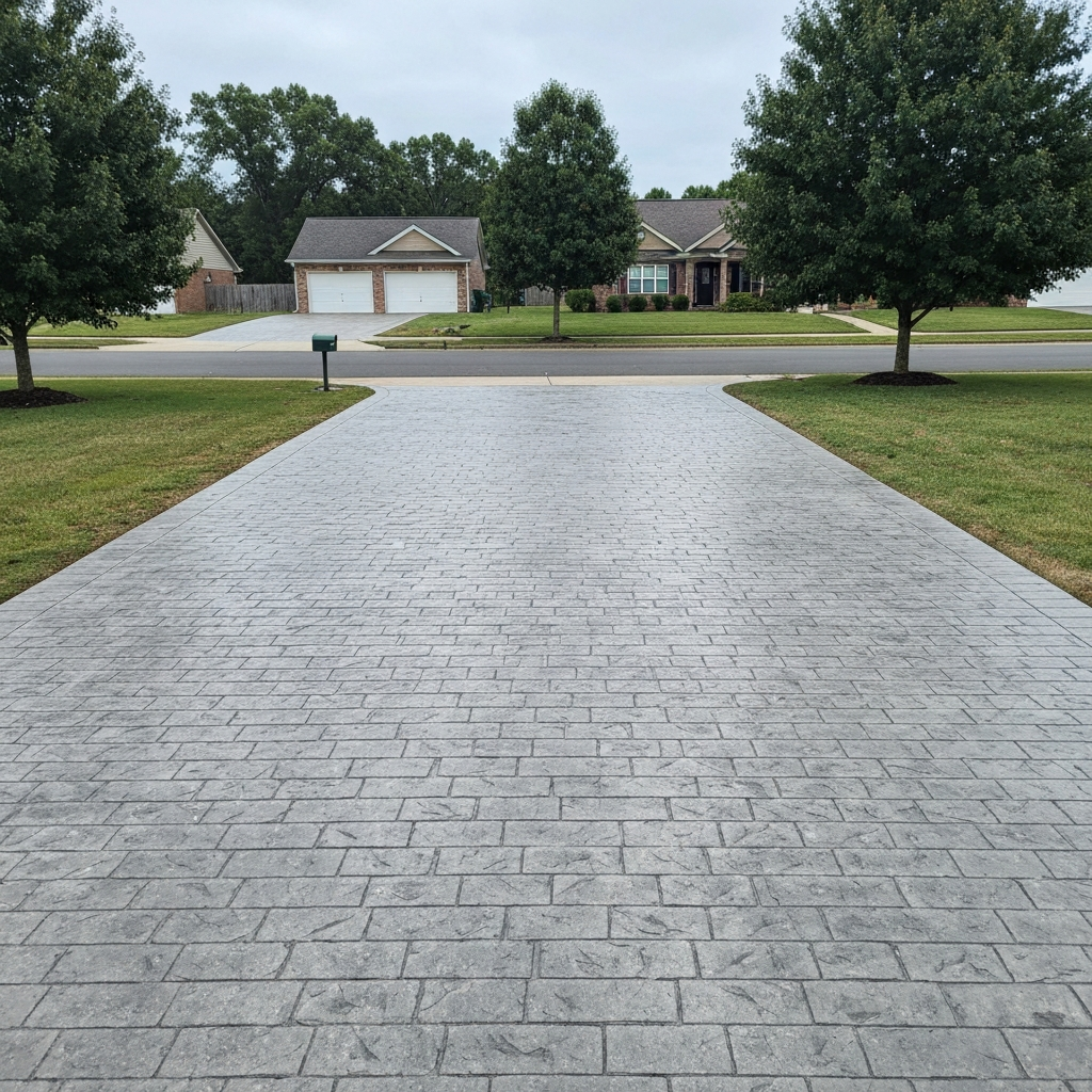 Imprinted concrete driveway installed in Retford, Nottinghamshire by Paddway Roadworks