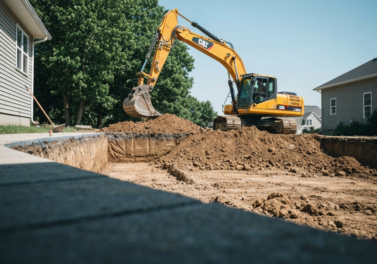 Ground excavation and new sub-base preparation for a driveway build — Paddway Roadworks