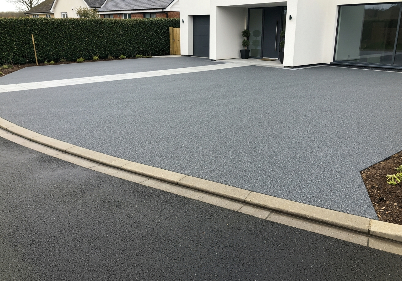 Contemporary grey resin bound driveway installed in Sheffield, South Yorkshire