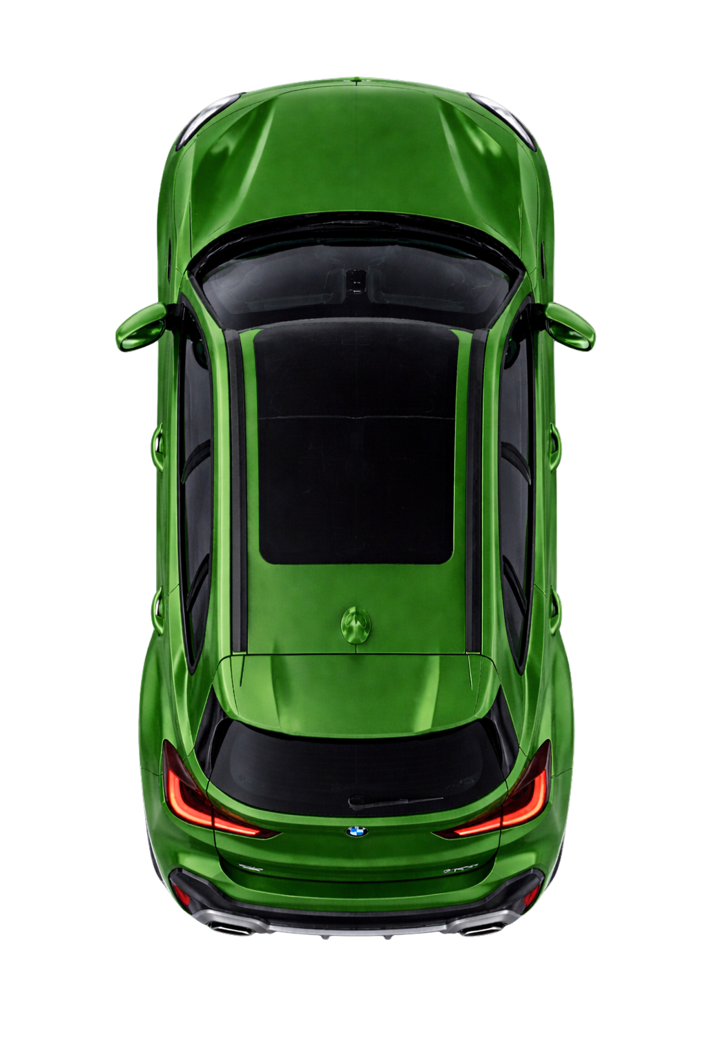 Zöld autó felülnézetből