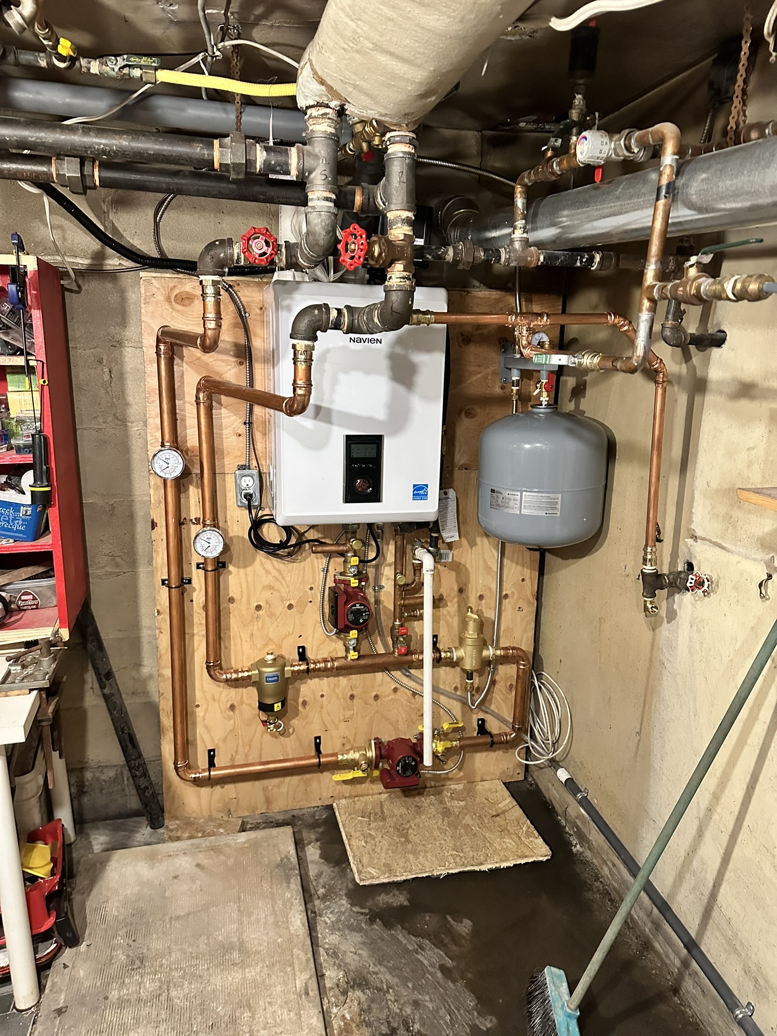 Navien combi boiler with full copper hydronic piping panel