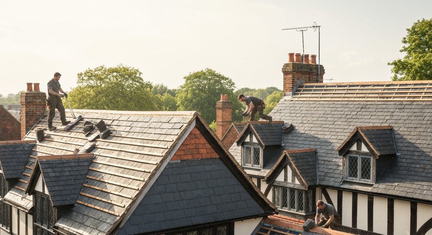 Roofing work on a period property in Kenilworth