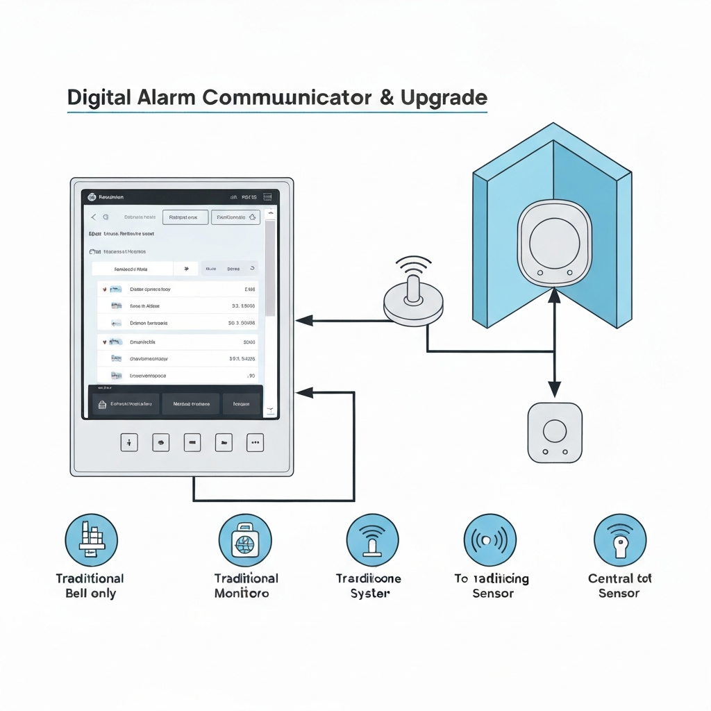 Digital alarm communicator upgrade from bells-only to monitored
