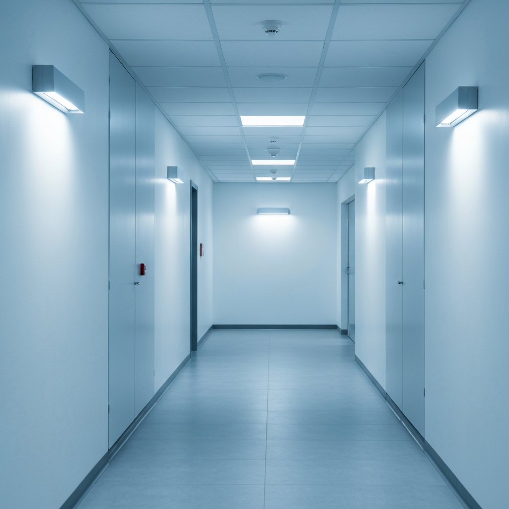 Emergency escape lighting in commercial corridor Cornwall