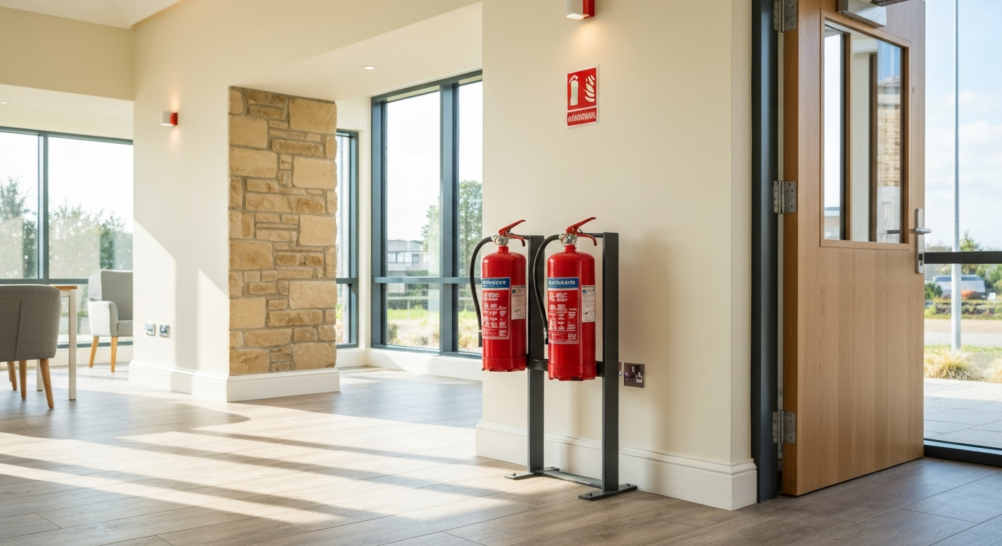 Fire extinguishers positioned in Cornwall commercial premises