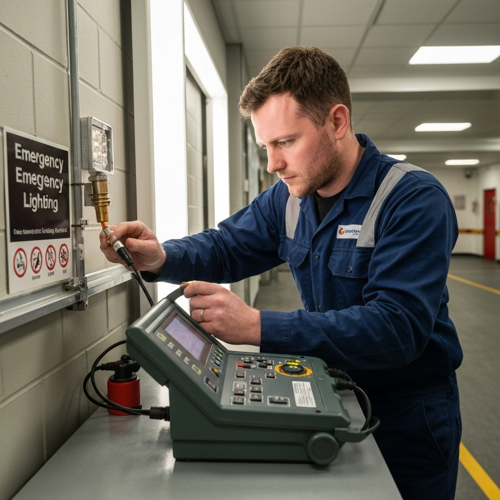 Emergency lighting annual duration testing MC Fire Cornwall