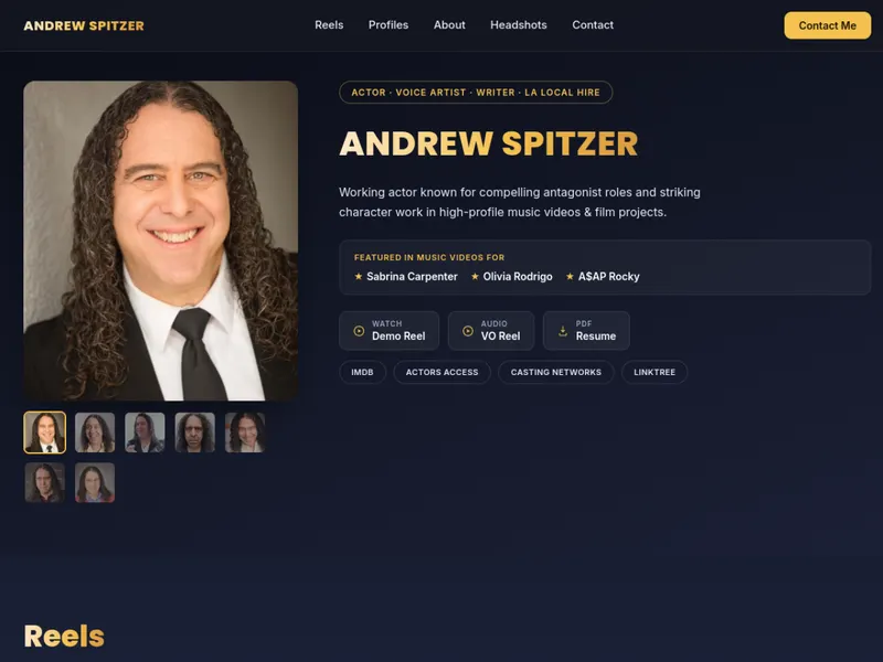 Andrew Spitzer Actor website preview