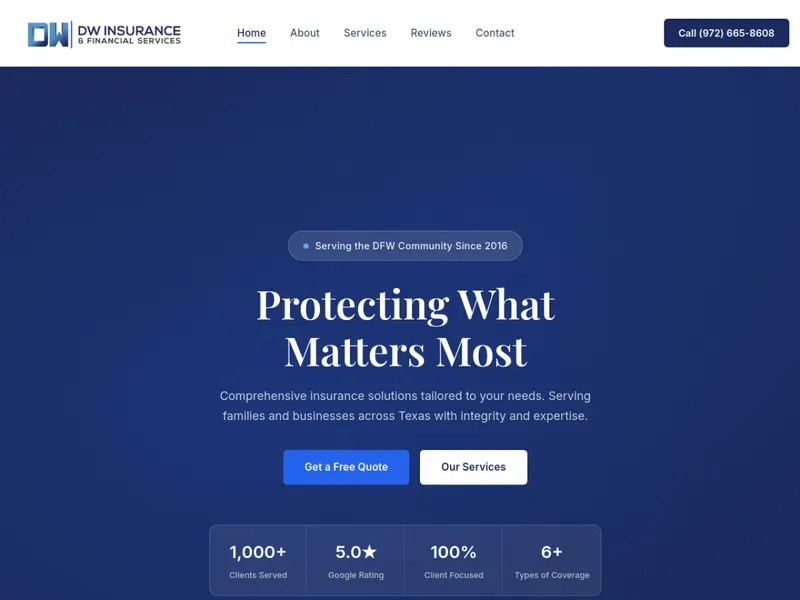DW Insurance website preview