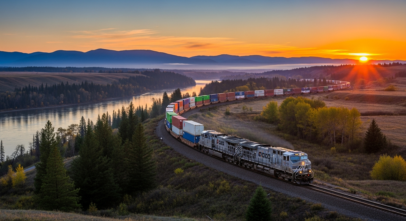 Freight train moving cargo
