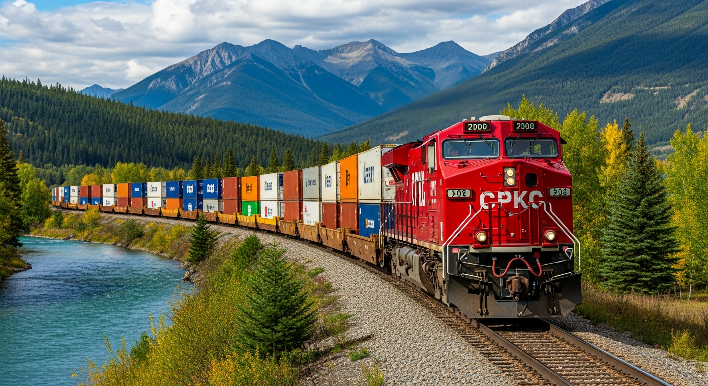 CPKC freight train connecting Canada and Mexico
